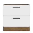 Gabinete Bajo 80 cm 2 Cajones Sin Encimera Marrón/Blanco Agata Madesa