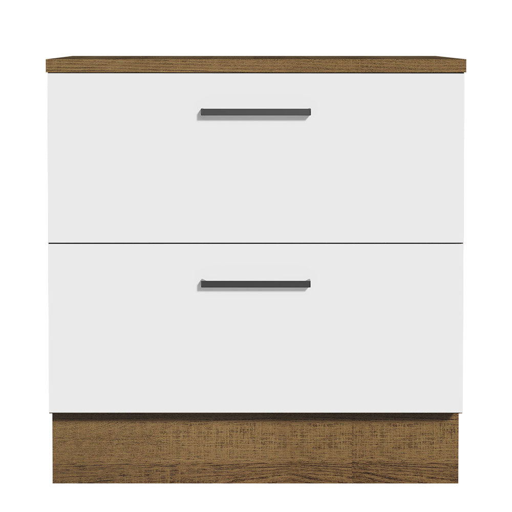 Gabinete Bajo 80 cm 2 Cajones Marrón/Blanco Agata Madesa