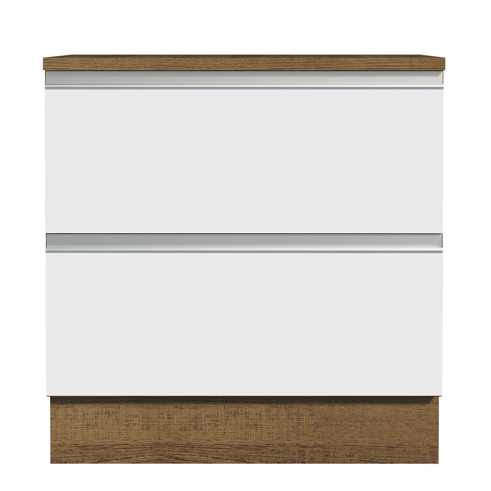 Gabinete Bajo 80 x 60 cm 2 Cajones (Con Encimera) Glamy Marrón/Blanco