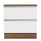 Gabinete Bajo 80 cm 2 Cajones Marrón/Blanco Glamy Madesa