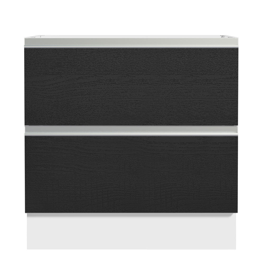 Gabinete Bajo 80 x 60 cm 2 Cajones (Sin Encimera) Glamy Blanco/Negro