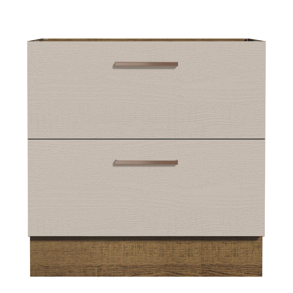 Gabinete Bajo 80 cm 2 Cajones Sin Encimera Marrón/Crema Agata Madesa