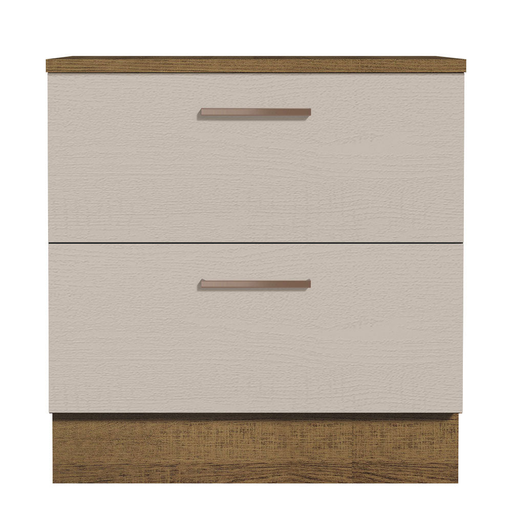 Gabinete Bajo 80 cm 2 Cajones Marrón/Crema Agata Madesa