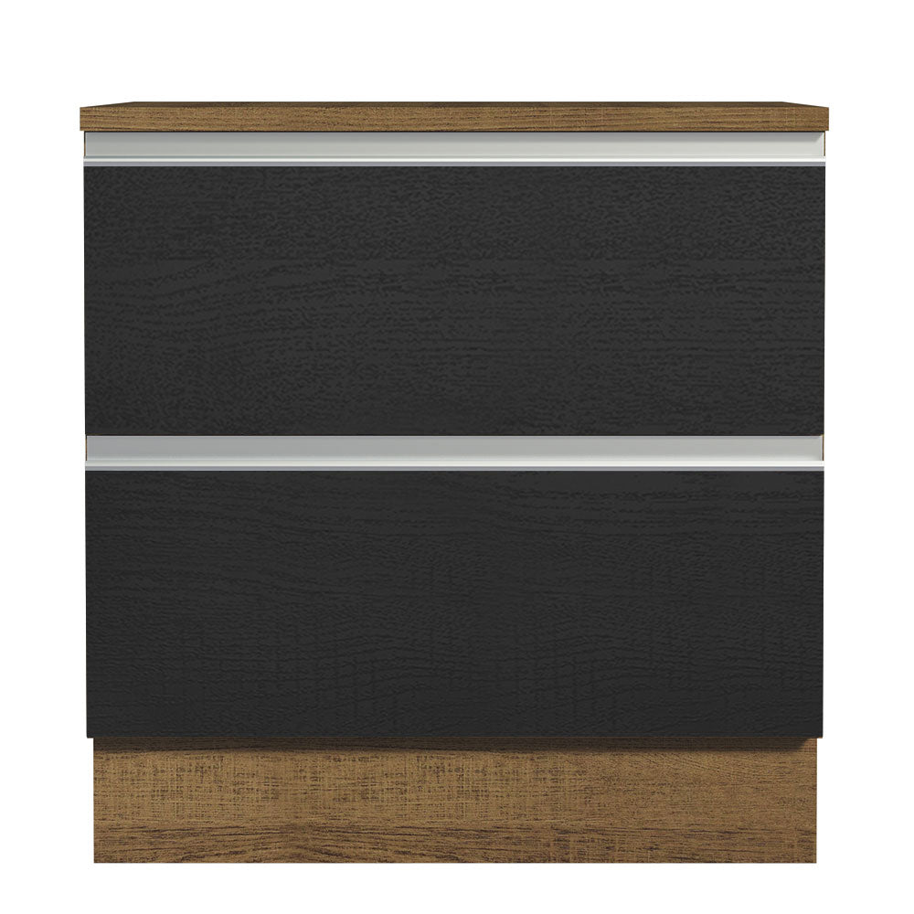 Gabinete Bajo 80 x 60 cm 2 Cajones (Con Encimera) Glamy Marrón/Negro