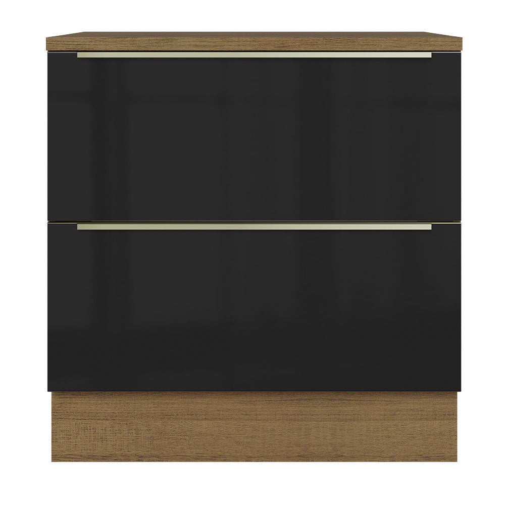 Gabinete Bajo 80 x 60 cm 2 Cajones (Con Encimera) Lux Marrón/Negro