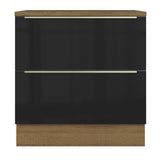 Gabinete Bajo 80 x 60 cm 2 Cajones (Con Encimera) Lux Marrón/Negro