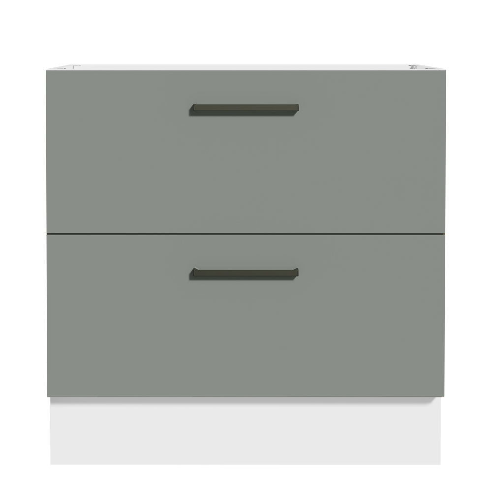 Gabinete Bajo 80 x 60 cm 2 Cajones (Sin Encimera) Agata Blanco/Gris