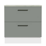 Gabinete Bajo 80 x 60 cm 2 Cajones (Con Encimera) Agata Blanco/Gris