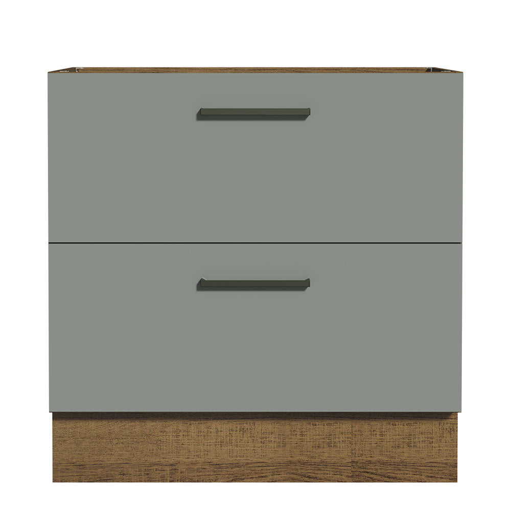 Gabinete Bajo 80 x 60 cm 2 Cajones (Sin Encimera) Agata Marrón/Gris