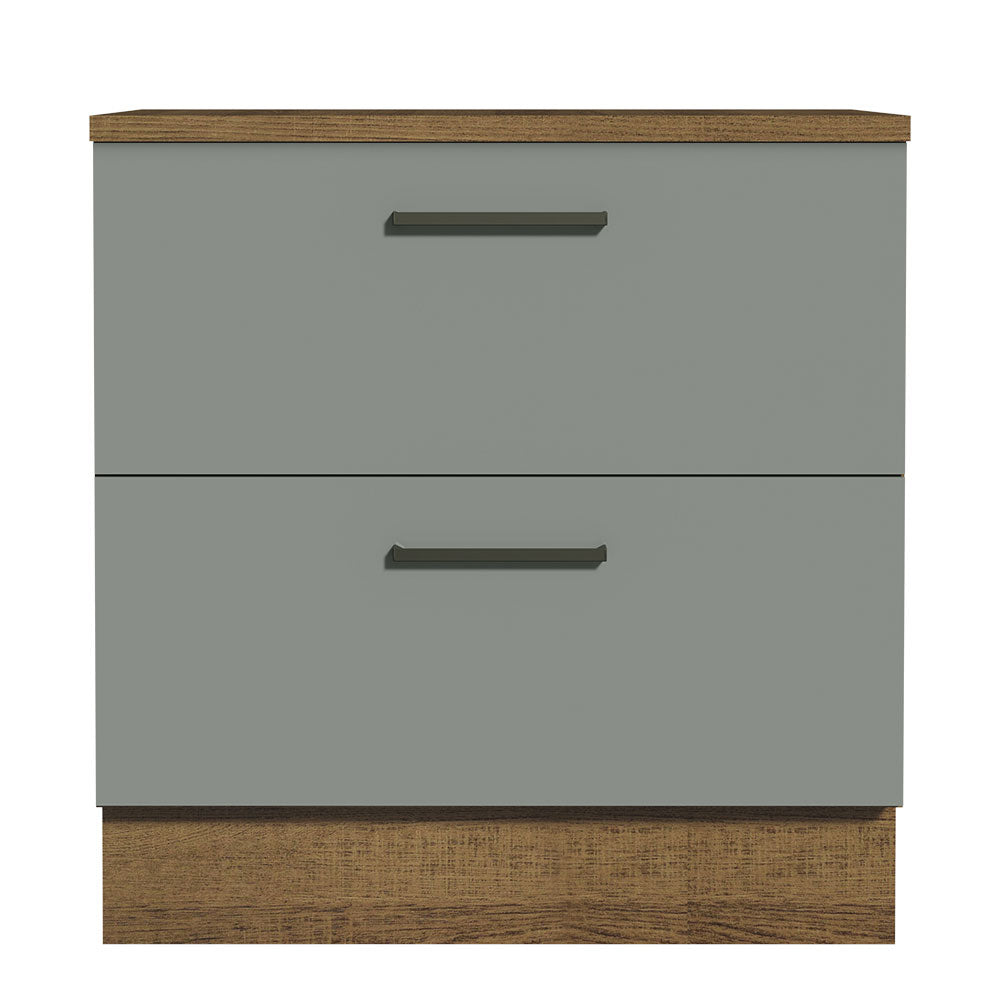 Gabinete Bajo 80 x 60 cm 2 Cajones (Con Encimera) Agata Marrón/Gris