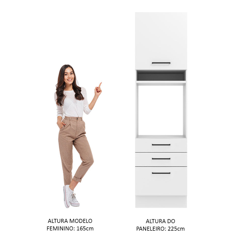 Mueble de Cocina para Horno 60 x 60 cm 1 Puerta 3 Cajones Agata Blanco