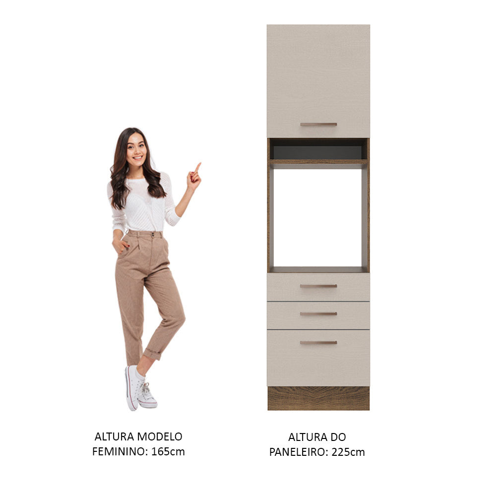 Mueble de Cocina para Horno 60 x 60 cm 1 Puerta 3 Cajones Marrón/Crema Agata