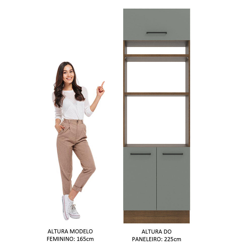 Mueble de Cocina para Horno 70 x 60 cm 3 Puertas Agata Marrón/Gris