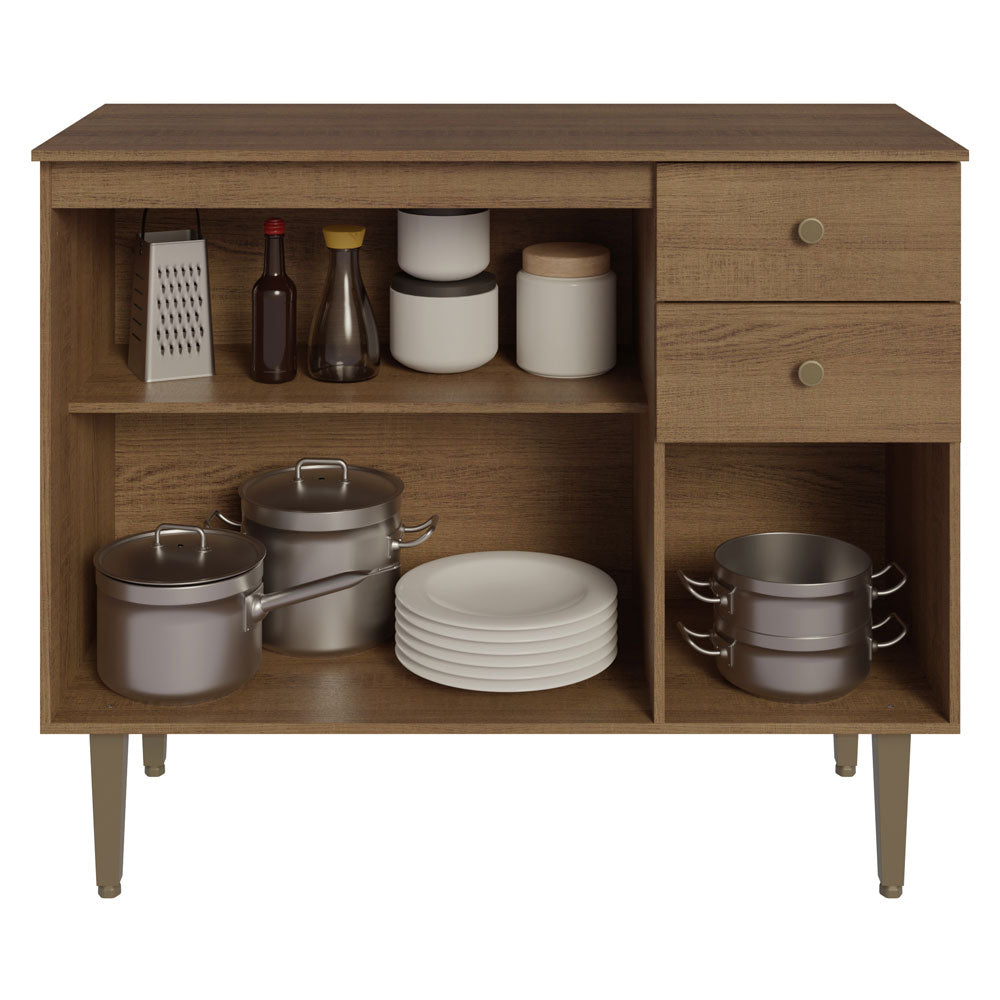 Gabinete Bajo para Fregadero 105 cm 3 Puertas 2 Cajones Marrón Gourmet Madesa