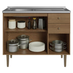 Gabinete Bajo 105 cm 3 Puertas 2 Cajones con Fregadero Marrón Gourmet Madesa