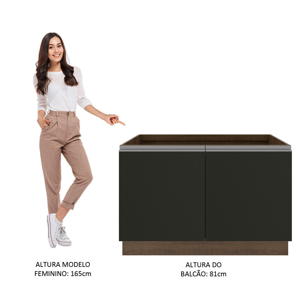Gabinete Bajo para Fregadero 120 cm 2 Puertas Sin Encimera Marrón/Negro Madesa