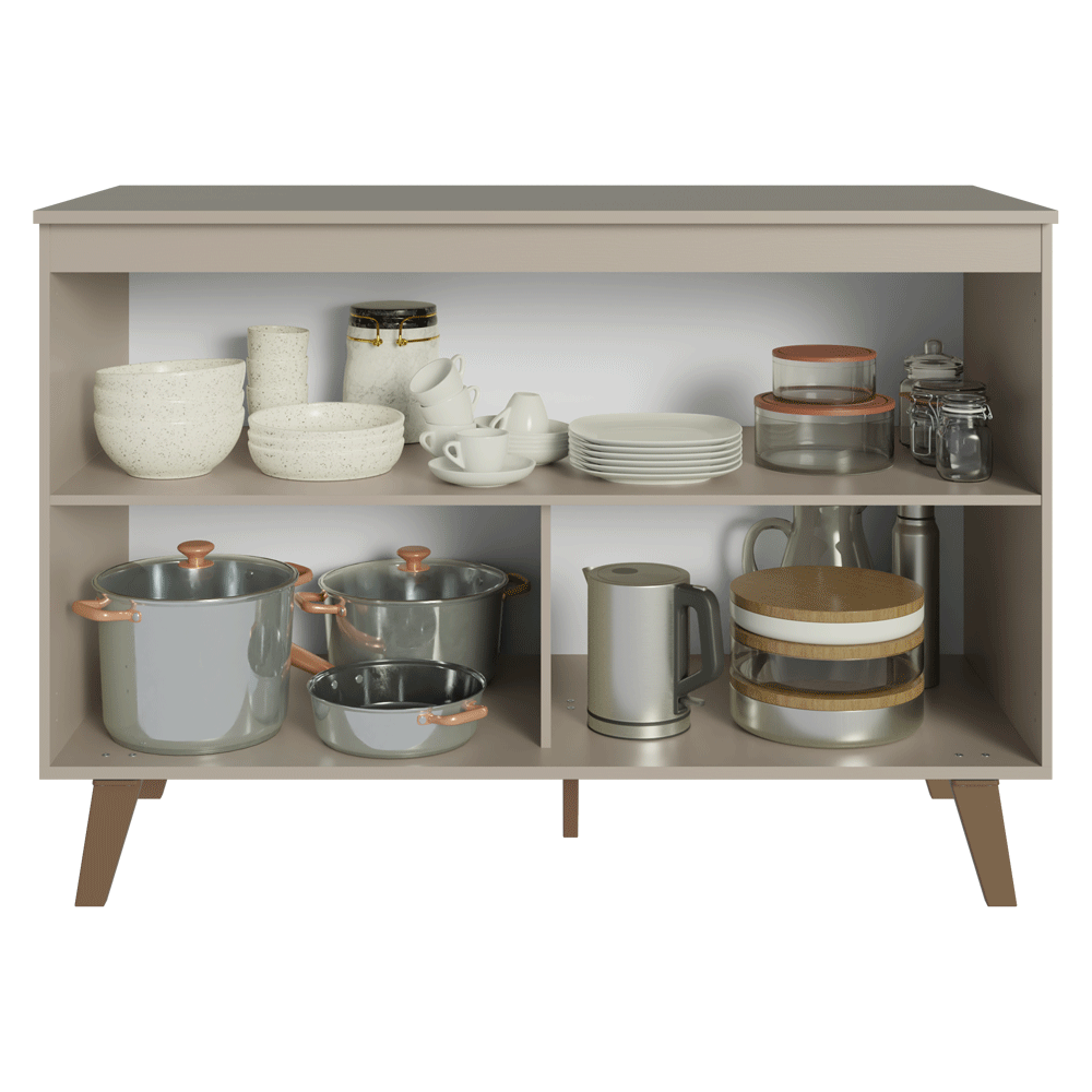Gabinete Bajo de Cocina 120 cm 2 Puertas Con Patas Crema Nice Madesa