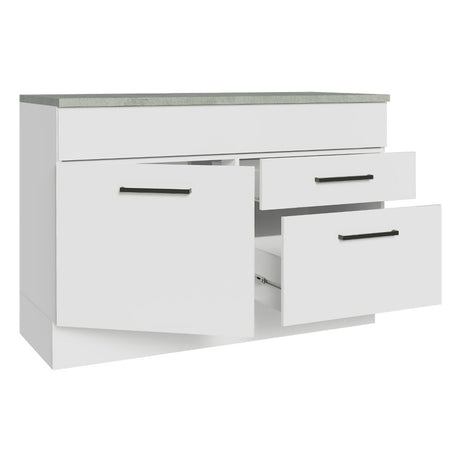 Mueble de Cocina para Fregadero 120 cm 1 Puerta y 2 Cajones (Con Tablero) Blanco Agata Madesa