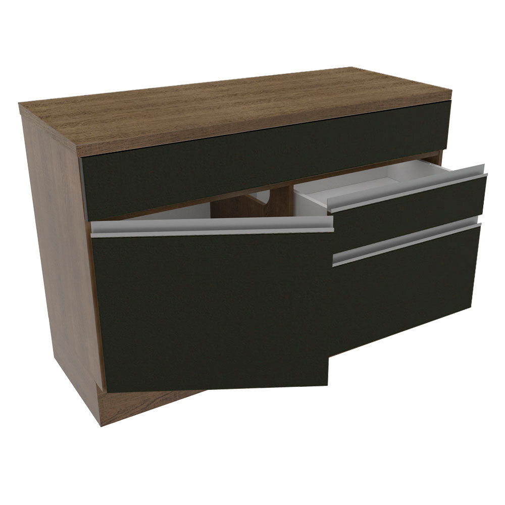 Gabinete Bajo para Fregadero 120 cm 1 Puerta 2 Cajones Marrón/Negro Glamy Madesa