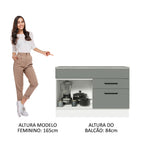 Gabinete Bajo para Fregadero 120 cm 1 Puerta 2 Cajones (Con Encimera) Agata Blanco/Gris