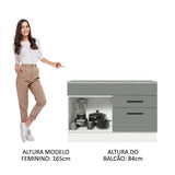 Gabinete Bajo para Fregadero 120 cm 1 Puerta 2 Cajones (Con Encimera) Agata Blanco/Gris