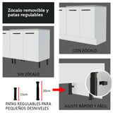 Mueble de Cocina Para Fregadero 120 cm 2 Puertas y 3 Cajones (Con Tablero) Blanco Agata Madesa