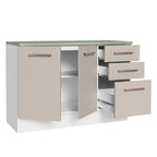Mueble de Cocina Para Fregadero 120 cm 2 Puertas y 3 Cajones (Con Tablero) Blanco/Crema Agata Madesa