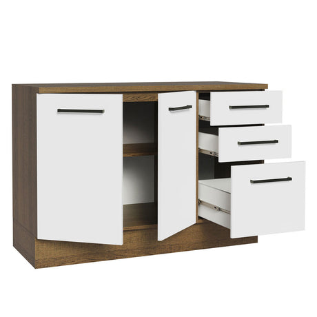 Mueble de Cocina Para Fregadero 120 cm 2 Puertas y 3 Cajones (Con Tablero) Marrón/Blanco Agata Madesa