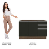 Gabinete Bajo para Fregadero 120 cm 2 Puertas 3 Cajones (Sin Encimera) Glamy Marrón/Negro