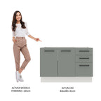 Gabinete Bajo para Fregadero 120 cm 2 Puertas 3 Cajones Sin Encimera Blanco/Gris Agata Madesa