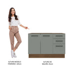 Gabinete Bajo para Fregadero 120 cm 2 Puertas 3 Cajones Sin Encimera Marrón/Gris Agata Madesa