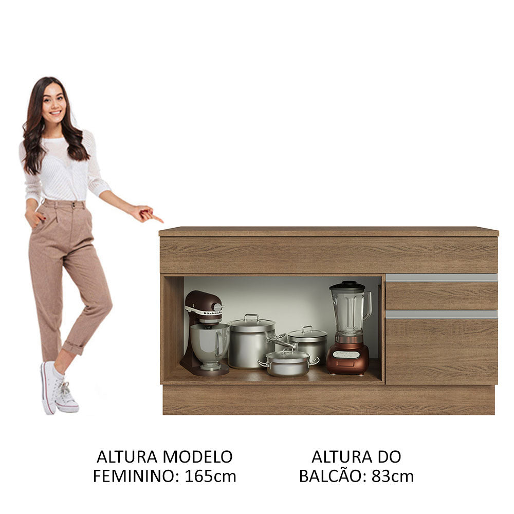Gabinete Bajo para Fregadero 150 cm 2 Puertas 2 Cajones Marrón Glamy Madesa