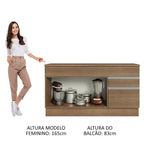 Gabinete Bajo para Fregadero 150 cm 2 Puertas 2 Cajones Marrón Glamy Madesa