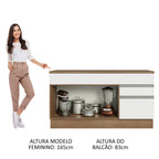 Gabinete Bajo 150 cm 2 Puertas 2 Cajones Marrón/Blanco Glamy Madesa
