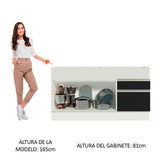 Gabinete Bajo para Fregadero 150cm 2 Puertas y 2 Cajones (Sin Encimera Ni Fregadero) Glamy Blanco/Negro