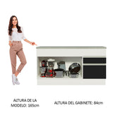 Gabinete Bajo para Fregadero 150 cm 2 Puertas y 2 Cajones (Con Encimera) Glamy Blanco/Negro