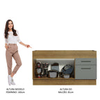 Gabinete Bajo para Fregadero 150 cm 2 Puertas 2 Cajones Sin Encimera Marrón/Gris Agata Madesa