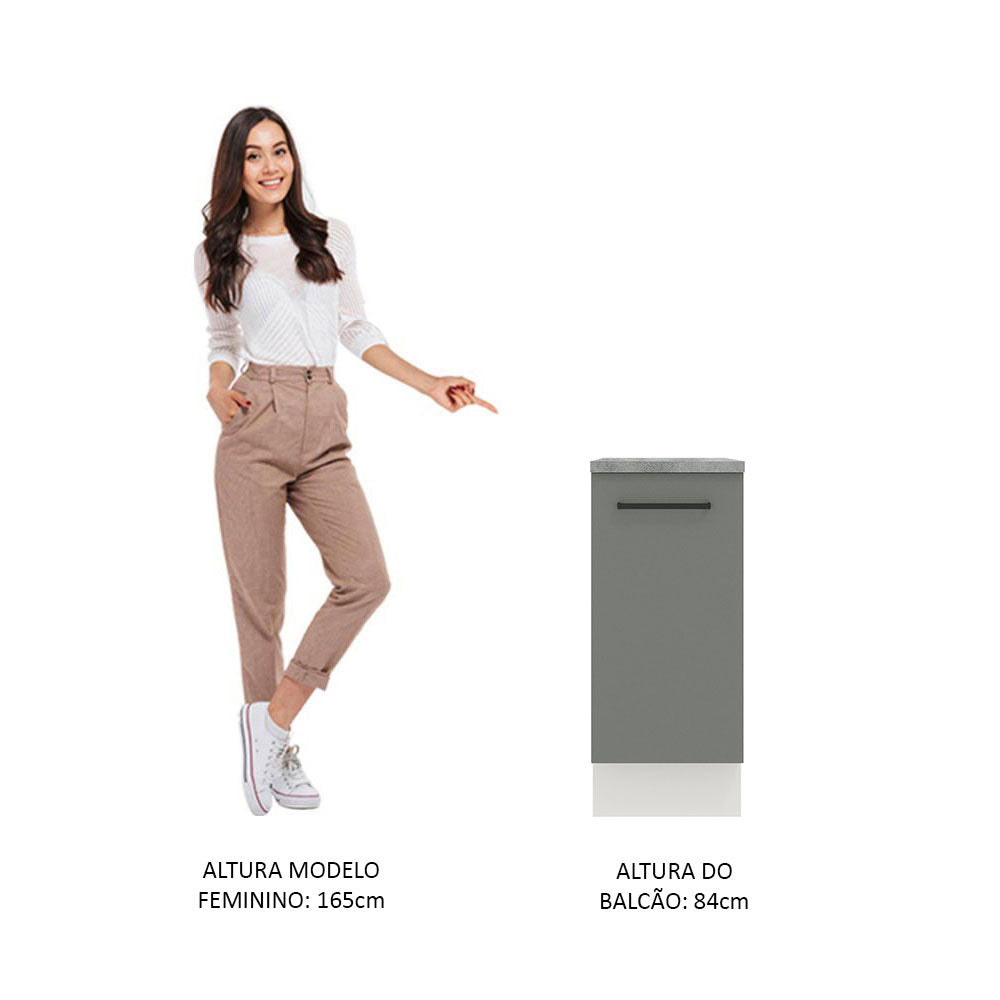 Gabinete Bajo 35 cm 1 Puerta Agata Blanco/Gris