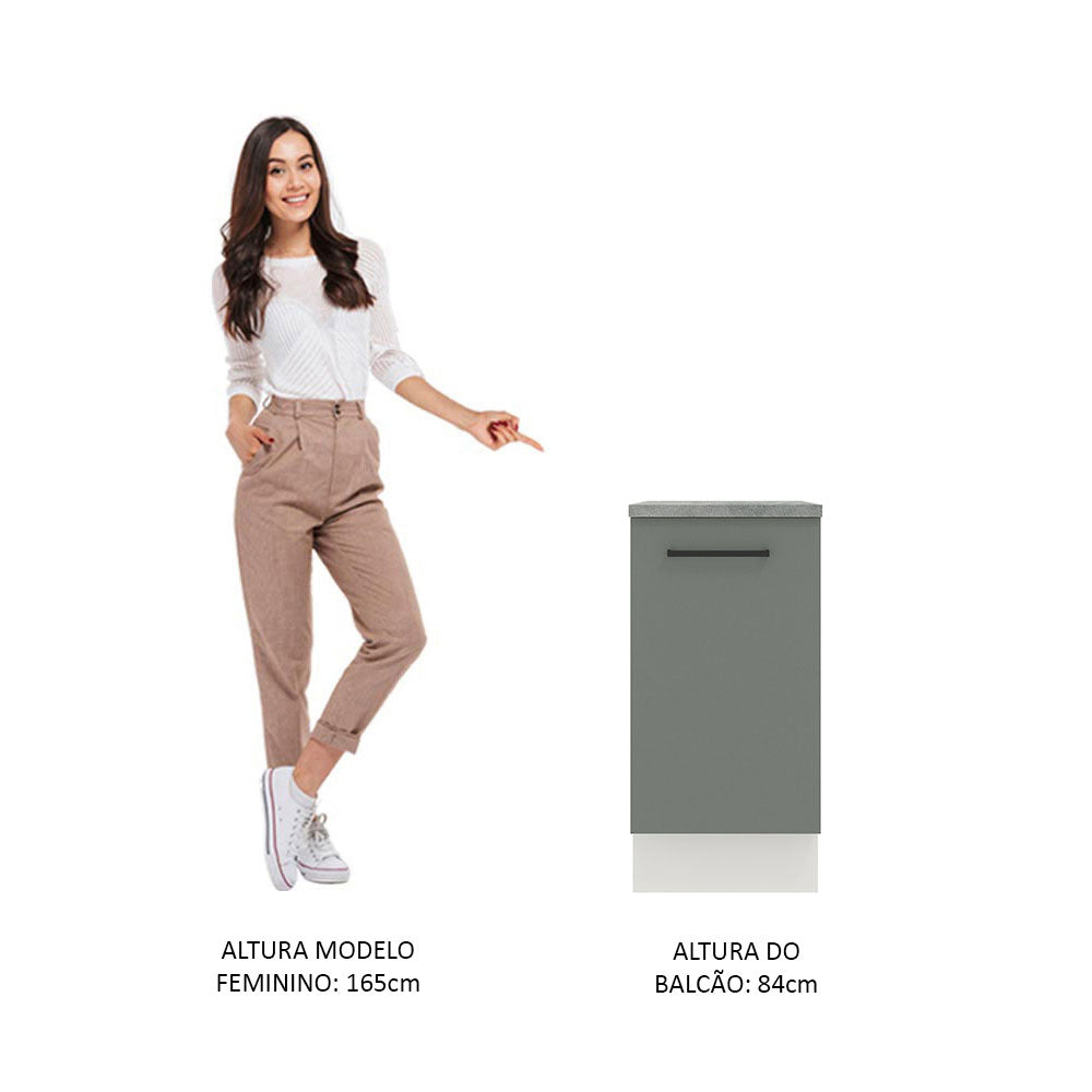 Gabinete Bajo 40 cm 1 Puerta Agata Blanco/Gris