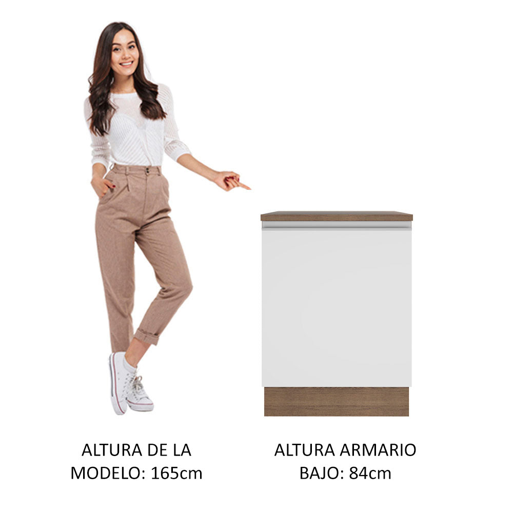 Gabinete Bajo 60 cm 1 Puerta Marrón/Blanco Glamy Madesa