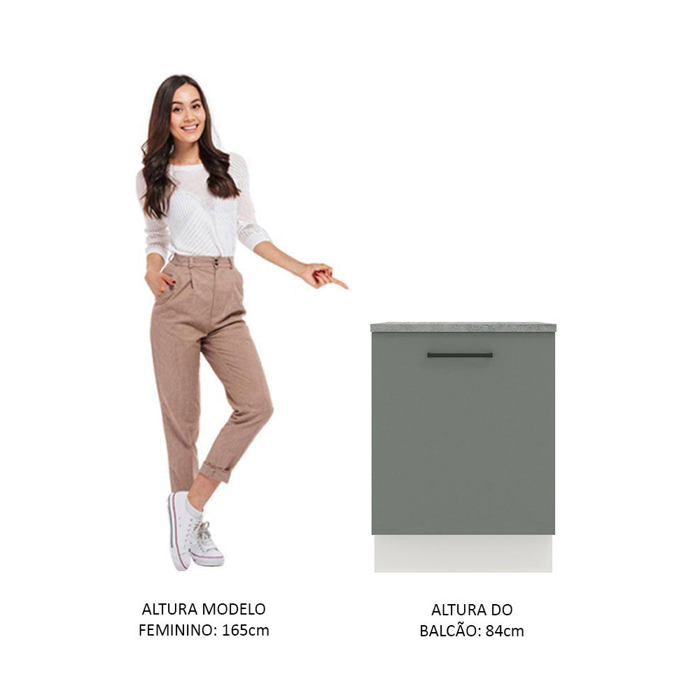 Gabinete Bajo 60 cm 1 Puerta Agata Blanco/Gris