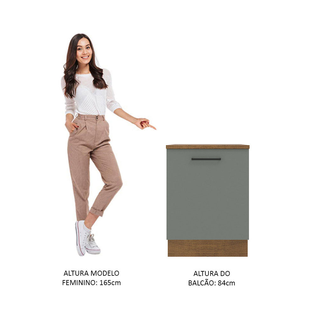 Gabinete Bajo 60 cm 1 Puerta Marrón/Gris Agata