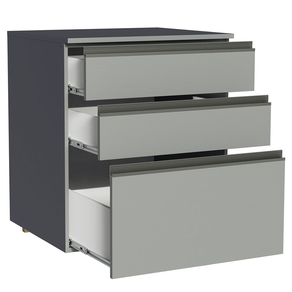 Gabinete Bajo 60 cm 3 Cajones Sin Patas Nice Gris