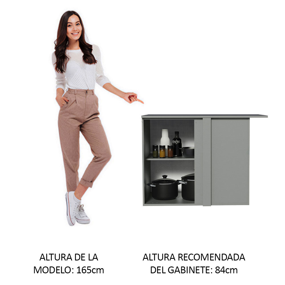Gabinete Bajo de Esquina 1 Puerta Sin Patas Nice Gris