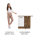 Gabinete Bajo Esquinero 94 cm 1 Puerta Marron/Blanco Agata Madesa