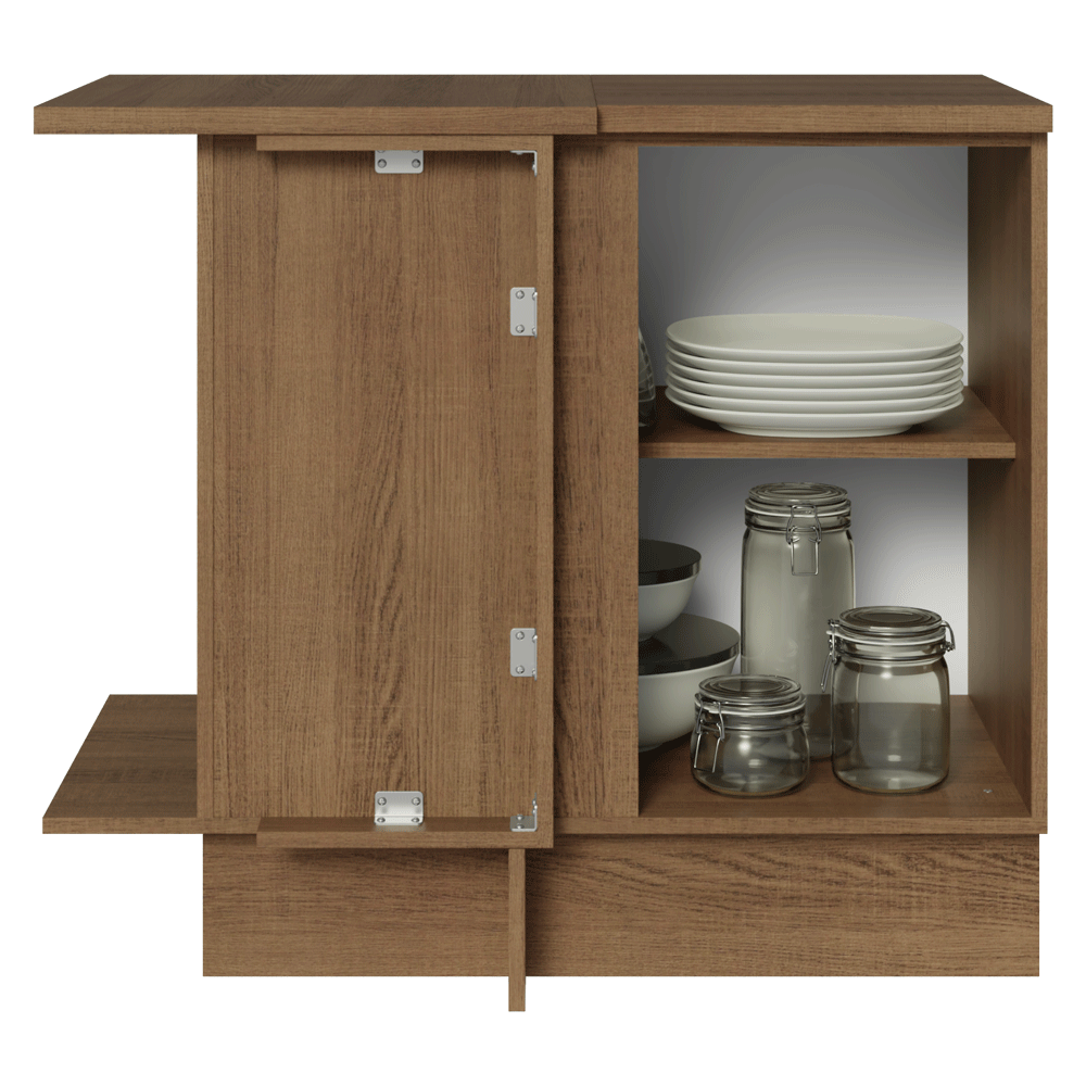 Gabinete Bajo Esquinero 94 cm 1 Puerta Marrón/Blanco Stella Madesa