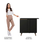 Gabinete Bajo Esquinero 90 cm 1 Puerta Negro Reims Madesa
