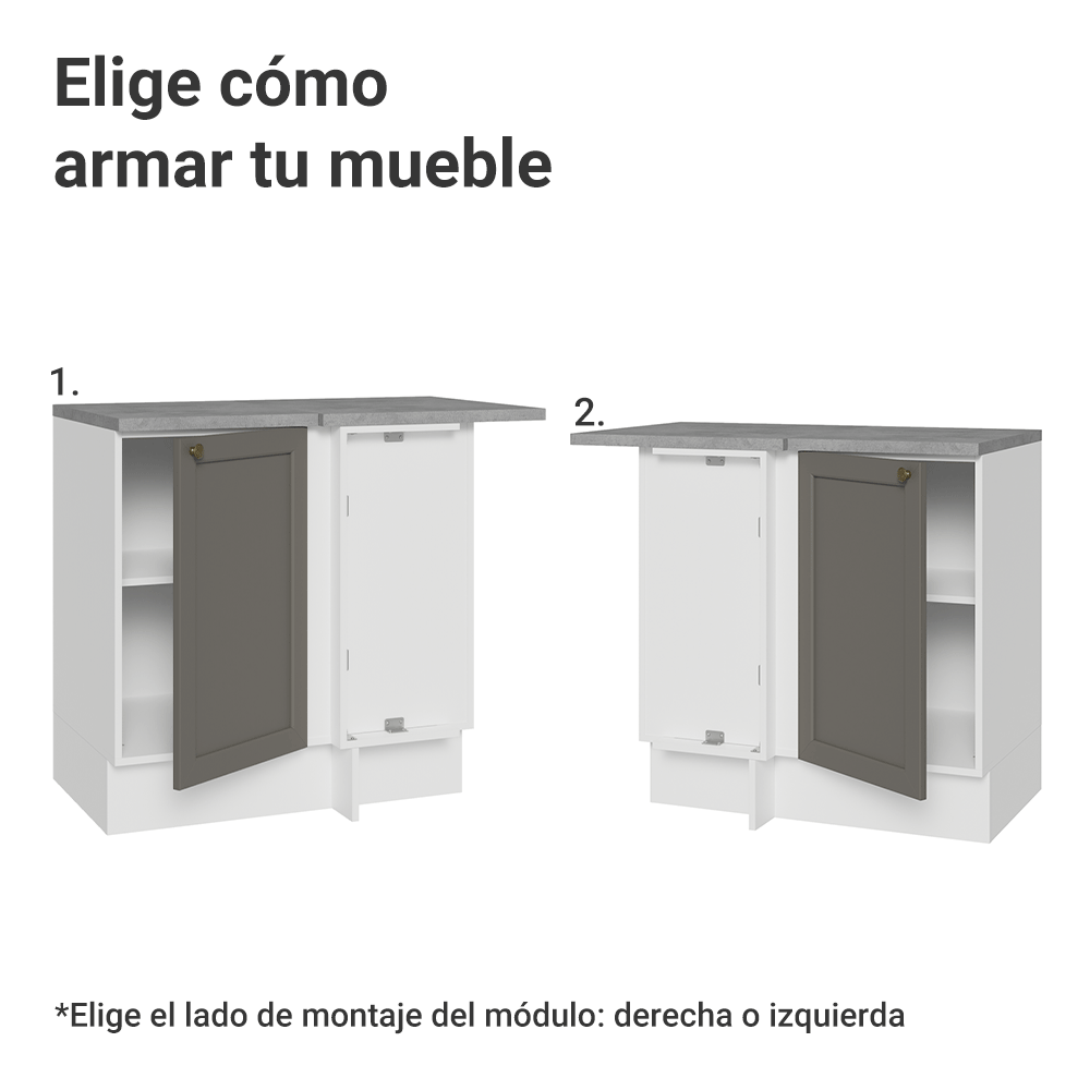 Gabinete Bajo Esquinero 1 Puerta Blanco/Gris Vik Madesa