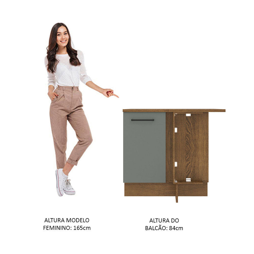 Gabinete Bajo Esquinero 94 cm 1 Puerta Marrón/Gris Agata Madesa