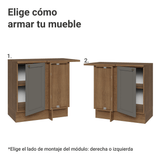 Gabinete Bajo Esquinero 1 Puerta Marrón/Gris Vik Madesa